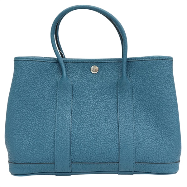 鈷藍色 牛皮 Garden Party 30CM 手提包 X刻【HERMES 愛馬仕】 H051568CK