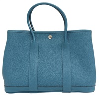 鈷藍色 牛皮 Garden Party 30CM 手提包 X刻【HERMES 愛馬仕】 H051568CK