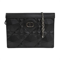 黑色 皮革 Caro Zipped Pouch 肩背包【Dior 迪奧】 S5106BNEM_M900