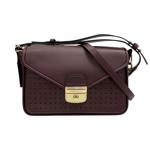 暗紅色 牛皮 Mademoiselle 肩背包【Longchamp 瓏驤】 L1323883009