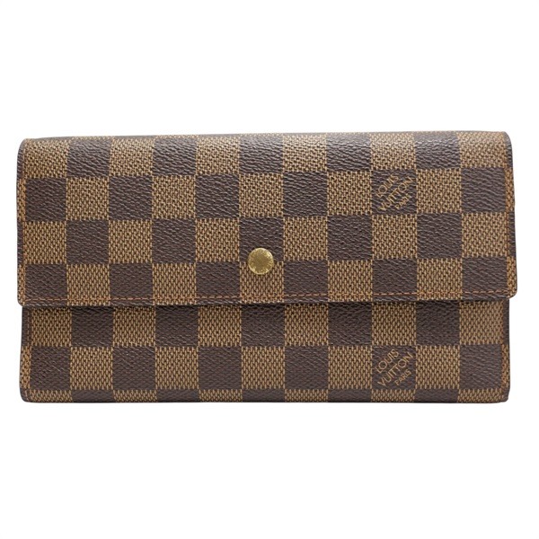 棕色 棋盤格 帆布 Portefeuille Sarah 三折長夾【LOUIS VUITTON LV 路易威登】 N61734