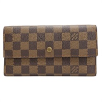 棕色 棋盤格 帆布 Portefeuille Sarah 三折長夾【LOUIS VUITTON LV 路易威登】 N61734