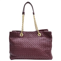 酒紅色 編織羊皮 三層 肩背包【BOTTEGA VENETA BV 寶緹嘉】 428052