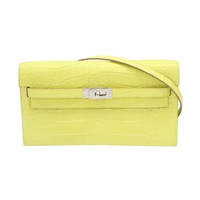 檸檬黃 鱷魚皮 Kelly To Go 肩背包 B刻 銀扣 【HERMES 愛馬仕】 H080257CK