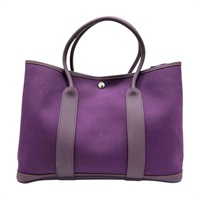 紫色 帆布 Negonda 牛皮 Garden Party 36 手提包 □O刻 銀扣【HERMES 愛馬仕】 H046900CK