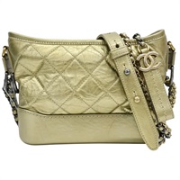 金色 菱格紋 牛皮 Gabrielle Hobo 流浪包 肩背包 銀釦【CHANEL 香奈兒】 A91810