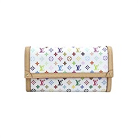 白彩 原花帆布 LV x TM Sarah 扣式 長夾【LOUIS VUITTON LV 路易威登】 M13397