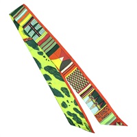 黃/綠/紅色 絲綢 Pelages et Camouflage 絲巾【HERMES 愛馬仕】