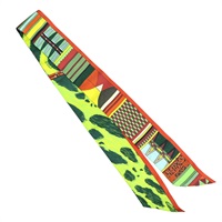黃/綠/紅色 絲綢 Pelages et Camouflage 絲巾【HERMES 愛馬仕】