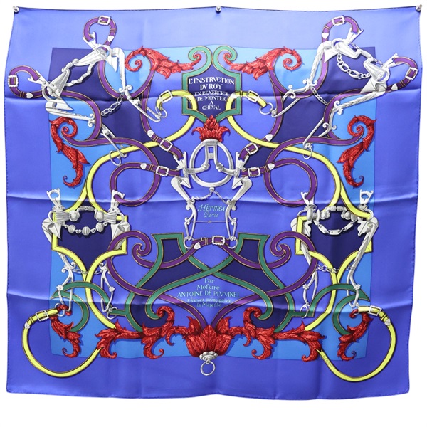 藍色 絲綢 L'instruction du Roy Scarf 90 絲巾【HERMES 愛馬仕】 H003685S