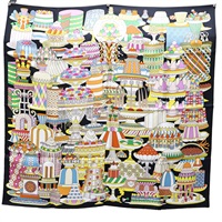 黑色 絲綢 Scarf 90 絲巾【HERMES 愛馬仕】 H893336S