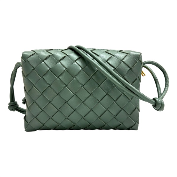 綠色 編織羊皮 Mini Loop 肩背包【BOTTEGA VENETA BV 寶緹嘉】 680254