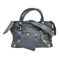 鐵灰色 牛皮 MiNi City 肩背包【Balenciaga 巴黎世家】 309544