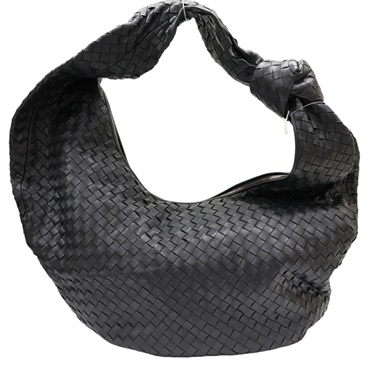 黑色 羊皮編織 Intrecciato Maxi Jodie 肩背包【BOTTEGA VENETA BV 寶緹嘉】