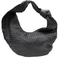 黑色 羊皮編織 Intrecciato Maxi Jodie 肩背包【BOTTEGA VENETA BV 寶緹嘉】
