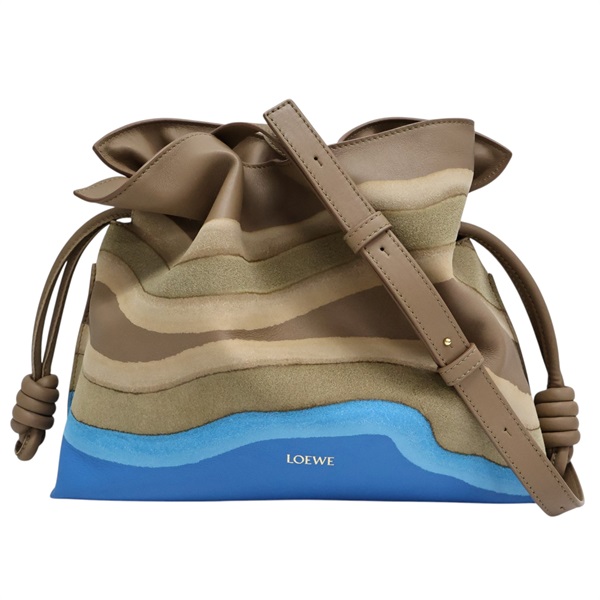 藍/棕色 牛皮 麂皮 Flamenco Surplus 肩背包【LOEWE 羅威】 A411FC1X91