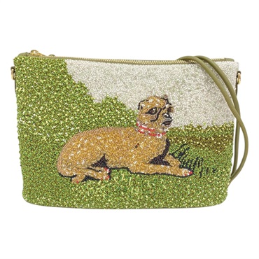 綠/白色 牛皮 串珠 Oblong pouch in beased 肩背包【LOEWE 羅威】 C643C63X08