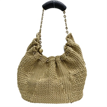 卡其色 藤編 Squeeze Medium Ba Natural 肩背包【LOEWE 羅威】 A567Q37X09