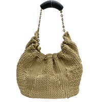 卡其色 藤編 Squeeze Medium Ba Natural 肩背包【LOEWE 羅威】 A567Q37X09