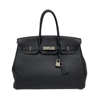 黑色 Togo牛皮 Birkin 35 柏金包 手提包 □M刻 銀扣【HERMES 愛馬仕】