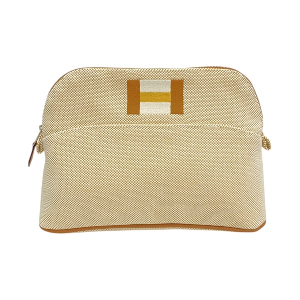 棕色 Toile H 帆布 Bolide Casaque case 化妝包【HERMES 愛馬仕】 H103972M 06