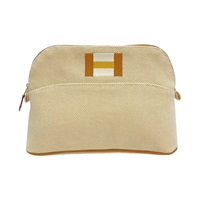 棕色 Toile H 帆布 Bolide Casaque case 化妝包【HERMES 愛馬仕】 H103972M 06