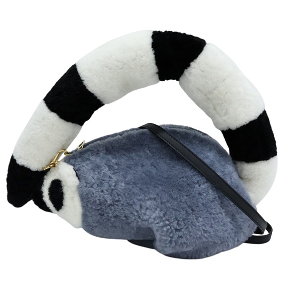藍/黑/白 羊毛 Lemur shearling 兩用包【LOEWE 羅威】
