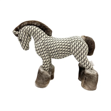黑/白/棕色 棉布 絨毛 Elmy Cheval Pixel 小馬 玩偶【HERMES 愛馬仕】