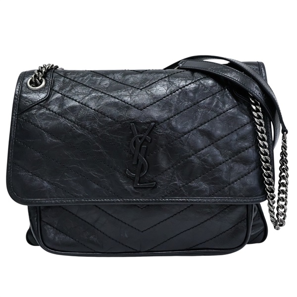 黑色 牛皮 鏈帶肩背包【SAINT LAURENT 聖羅蘭】 633157