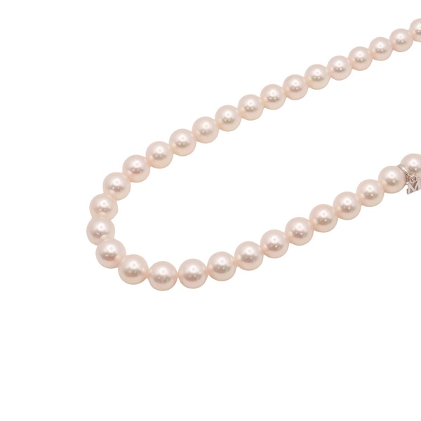 MIKIMOTO 御木本 項鍊 耳環 套組 18K白金 白色珍珠