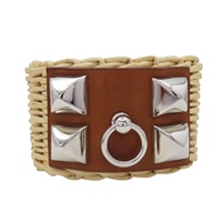 米色 藤編 Medor Picnic Cuff 手環【HERMES 愛馬仕】
