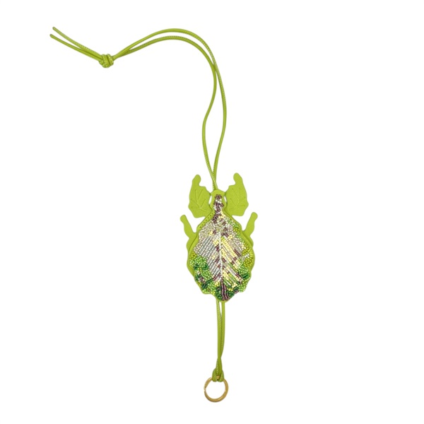 綠色 牛皮 串珠 Leaf Insect  吊飾【LOEWE 羅威】