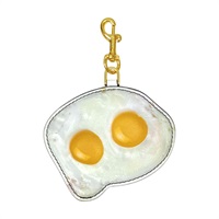 白/黃色 牛皮 Egg 鑰匙圈 吊飾【MOSCHINO 莫斯奇諾】