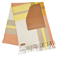 橘/棕色 羊絨 牛皮 Tartan Poches Muffler 圍巾【HERMES 愛馬仕】 H259150S 02