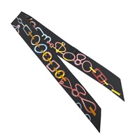 黑/多色 絲綢 絲巾【HERMES 愛馬仕】