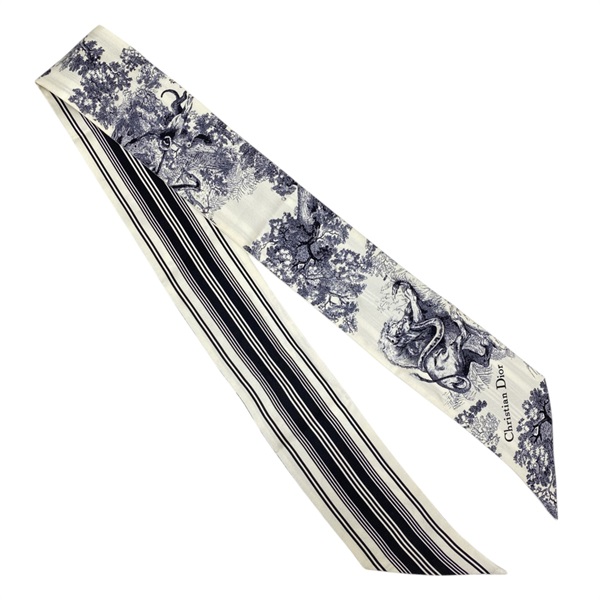 黑/白色 絲綢 Toile de Jouy 絲巾【Dior 迪奧】