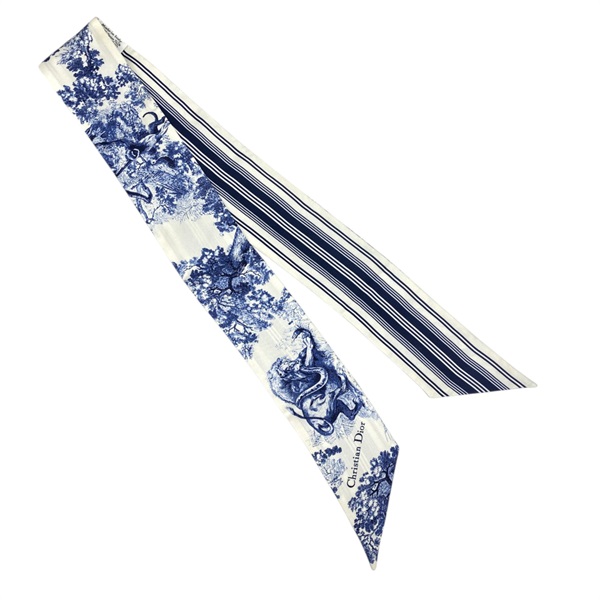 藍色 絲綢 Toile de Jouy 絲巾【Dior 迪奧】