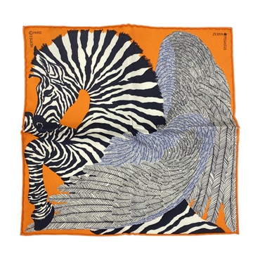 橘色 絲綢 Carre nano Zebra pegasus 絲巾【HERMES 愛馬仕】