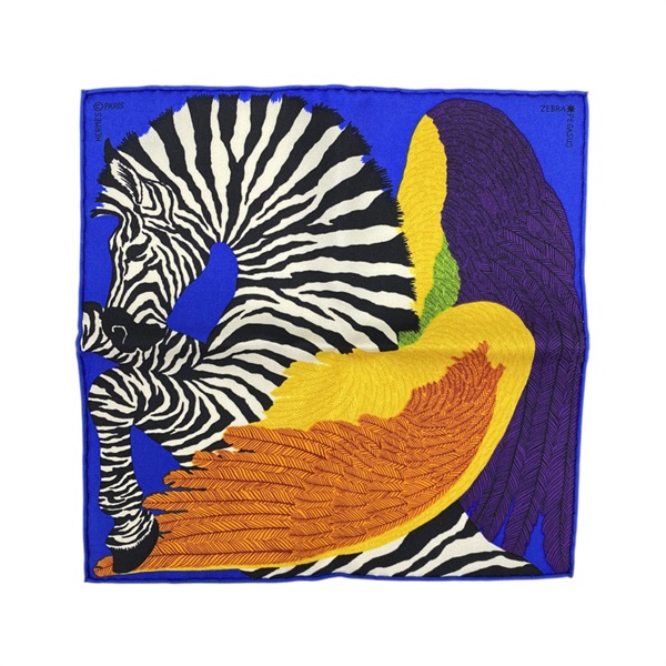 藍色 絲綢 Carre nano Zebra pegasus 絲巾【HERMES 愛馬仕】