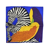 藍色 絲綢 Carre nano Zebra pegasus 絲巾【HERMES 愛馬仕】