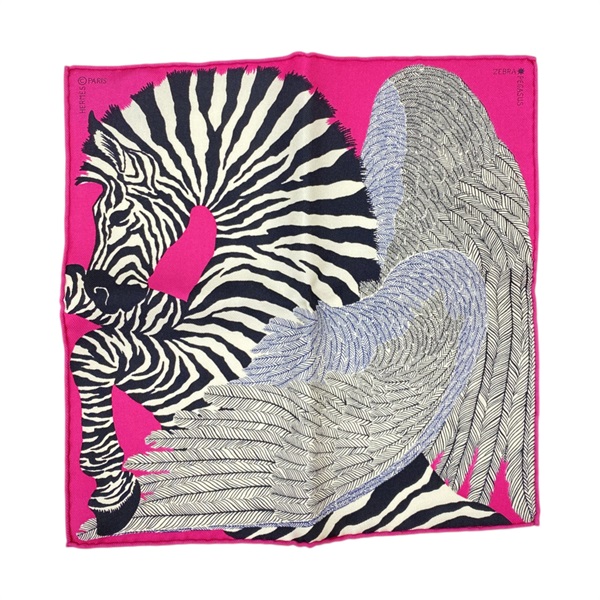 粉色 絲綢 Carre nano Zebra pegasus 方巾 絲巾【HERMES 愛馬仕】