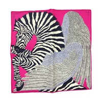 粉色 絲綢 Carre nano Zebra pegasus 方巾 絲巾【HERMES 愛馬仕】