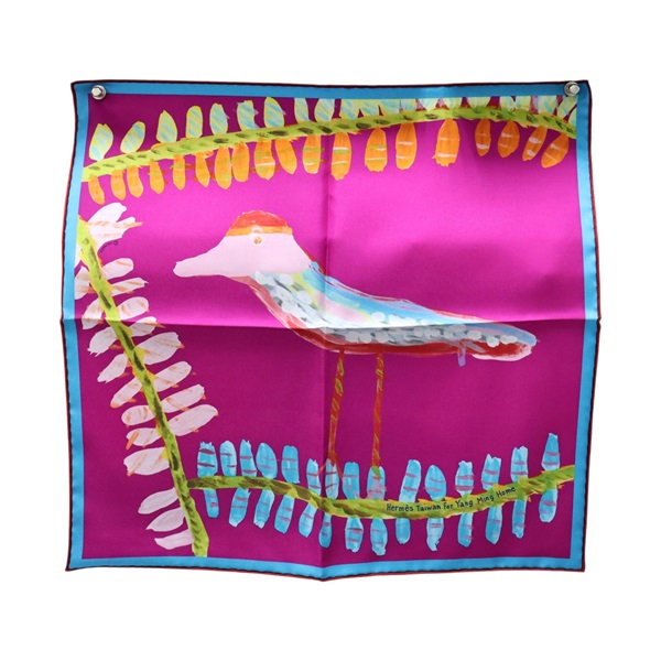 粉色 絲綢 Chou Ti-Chuan 方巾 45x45【HERMES 愛馬仕】