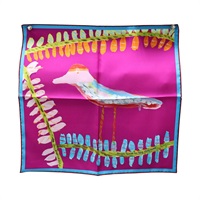 粉色 絲綢 Chou Ti-Chuan 方巾 45x45【HERMES 愛馬仕】
