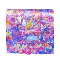 粉/紫/藍色 絲綢 La Vallee de Cristal 方巾 90x90【HERMES 愛馬仕】