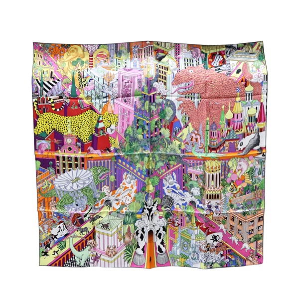 多色  絲綢 Animapolis 方巾 90x90【HERMES 愛馬仕】