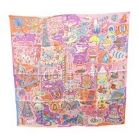 粉色 絲綢  Exposition Universelle 方巾 90x90【HERMES 愛馬仕】