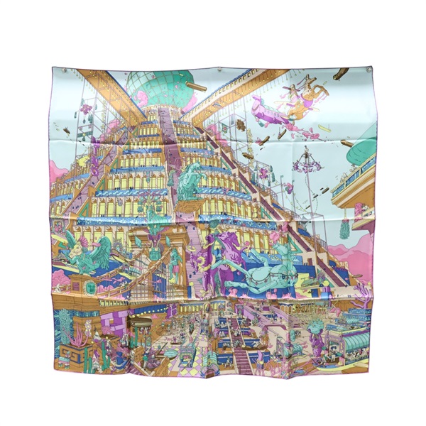 紫色 絲綢  La Lengende du Cheval a Plumes 方巾 90x90【HERMES 愛馬仕】