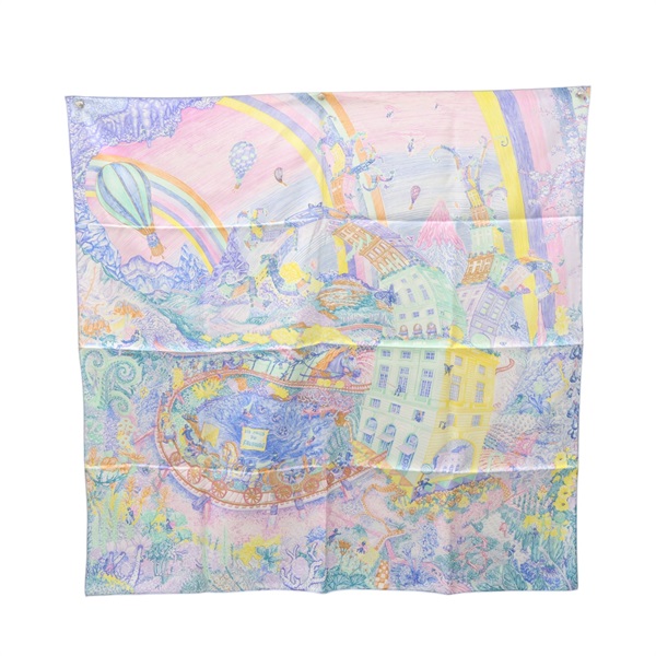 紫色 絲綢  Les Folies de Faubourg 方巾 90x90【HERMES 愛馬仕】