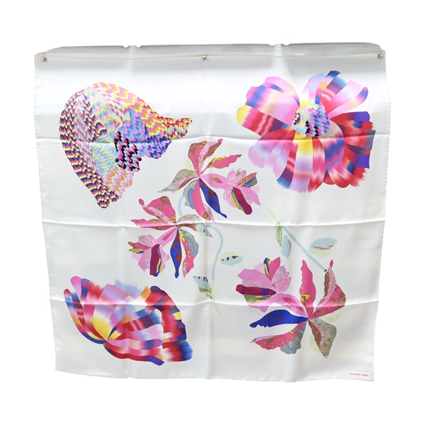 米白色 絲綢 Brides de Gala 方巾 90x90【HERMES 愛馬仕】